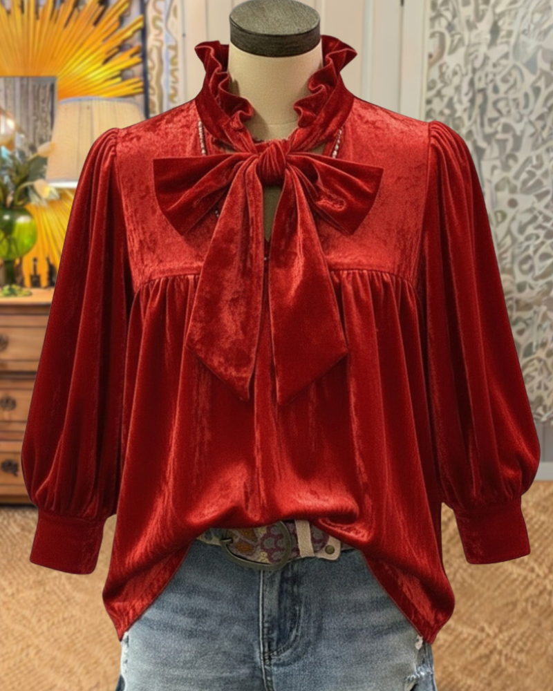 Elegant Bow Velvet Top