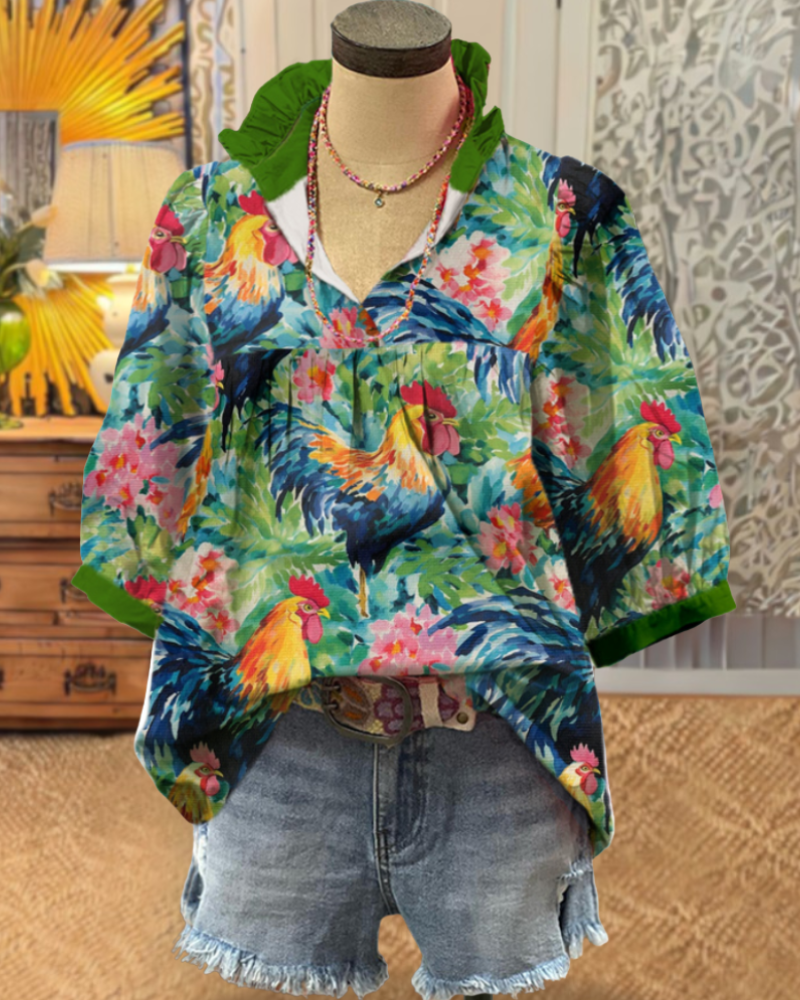 Thanksgiving Turkey V-Neck Top