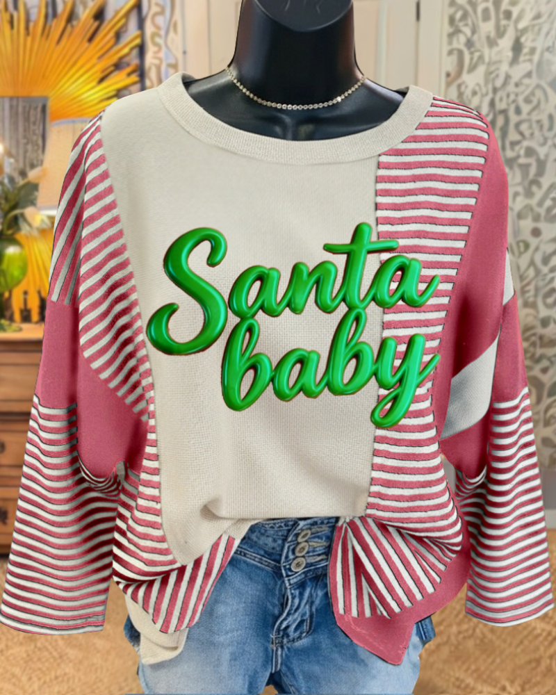 Santa Baby Striped Crewneck Top