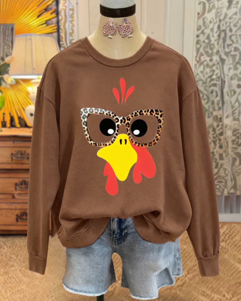 Funny Leopard Glasses Turkey Sweatshirt