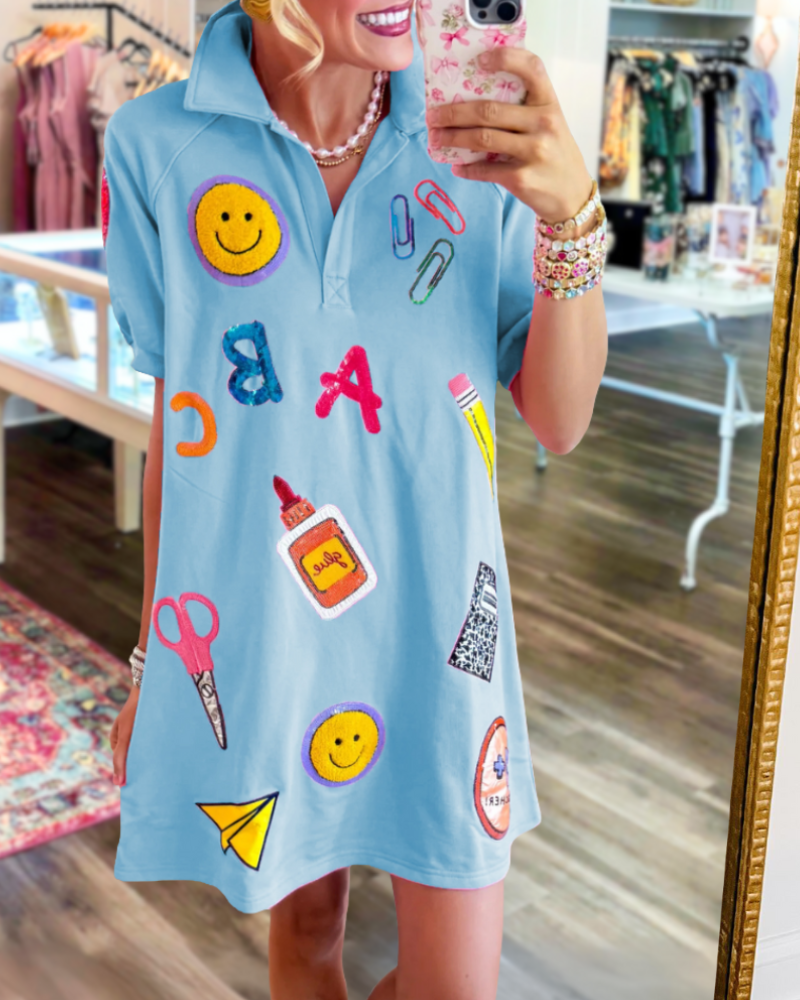 Playful School Mixed Pattern Dress