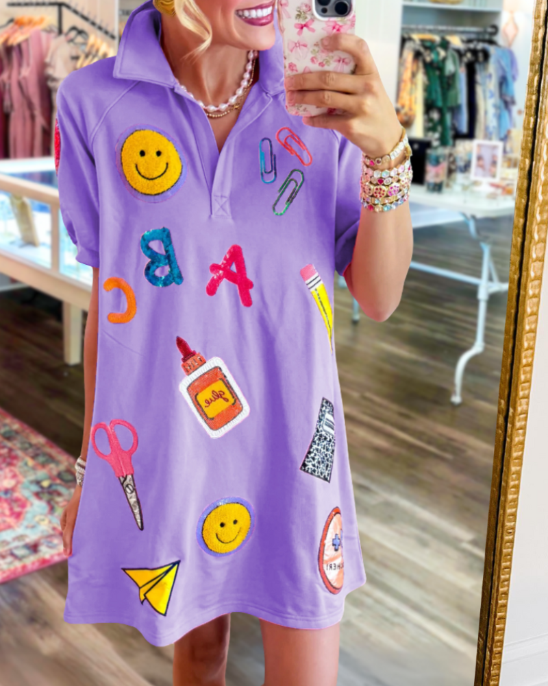 Playful School Mixed Pattern Dress