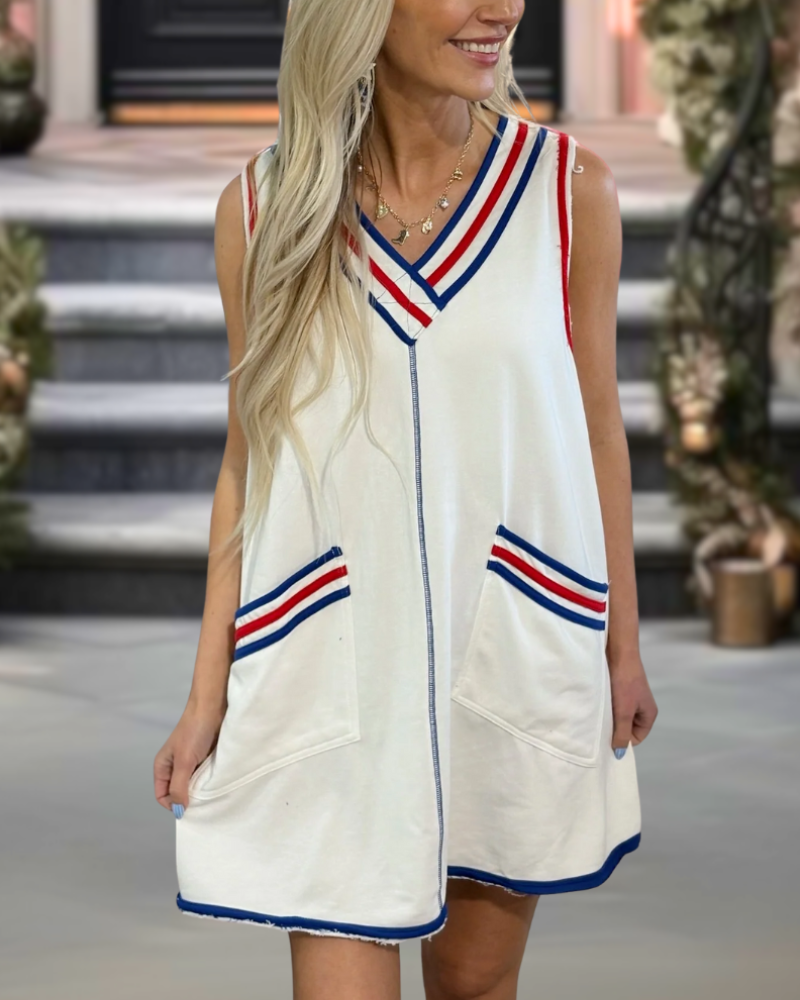 Colorblock Stripe Trim Mini Dress