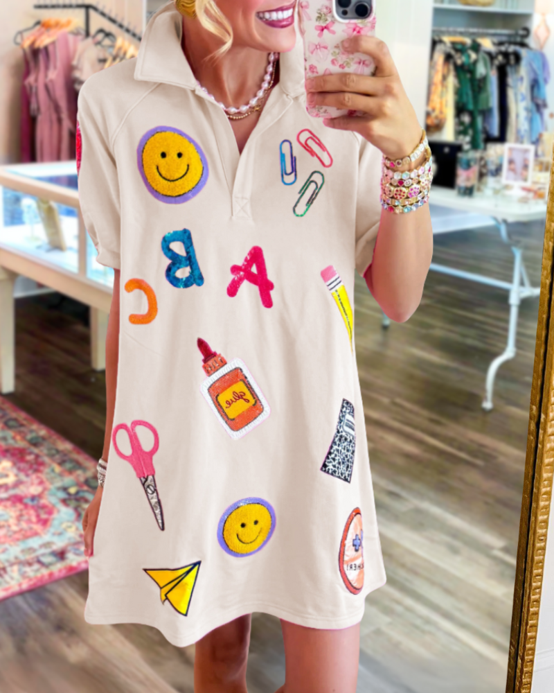 Playful School Mixed Pattern Dress