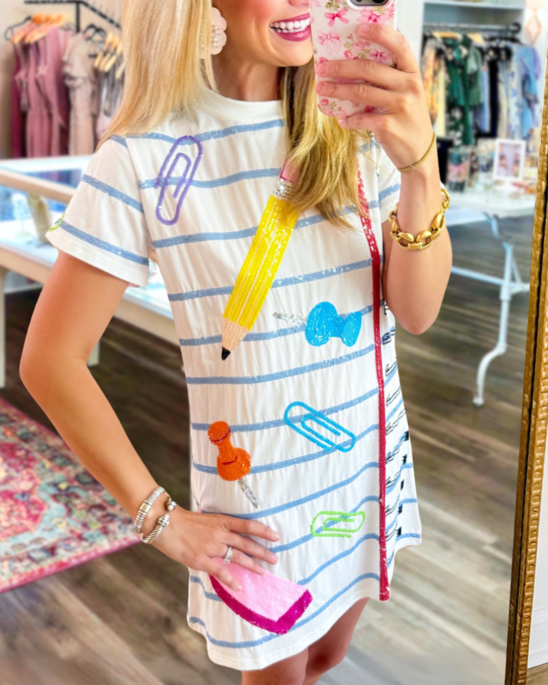 Seuqins School Supplies T Dress