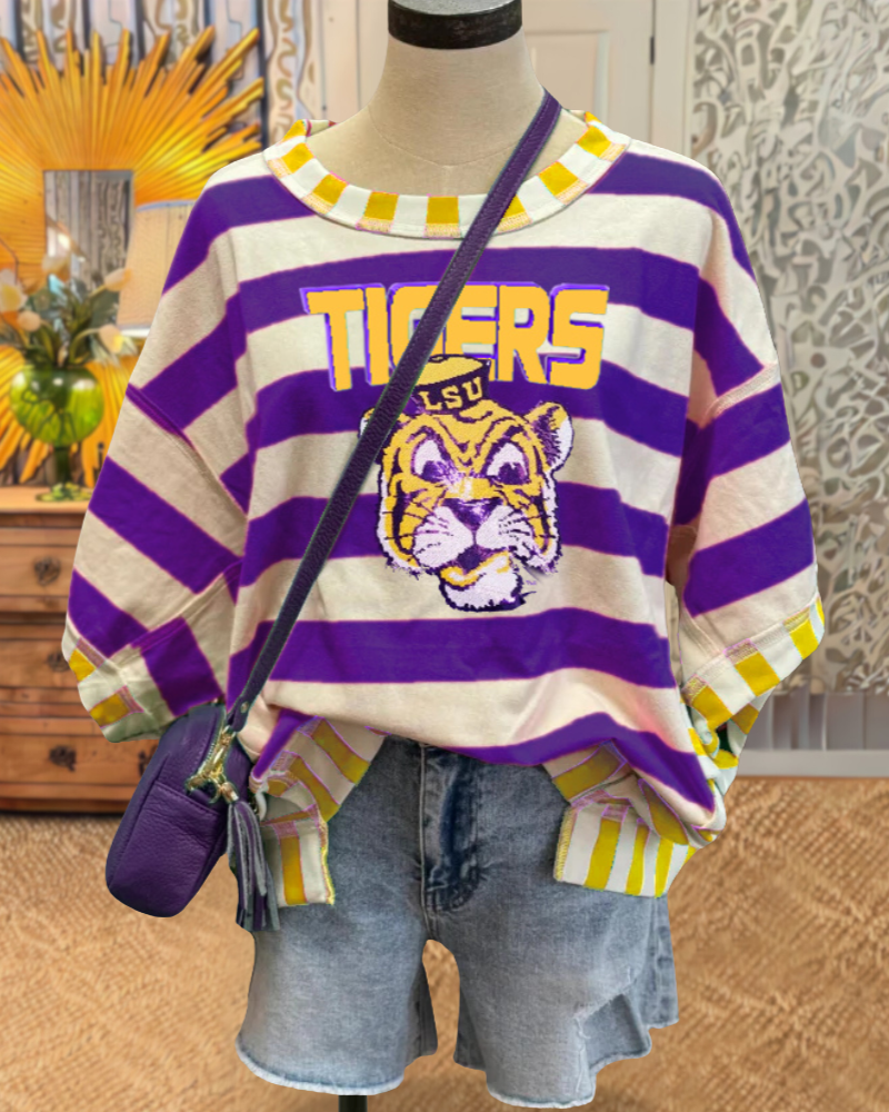 Tigers LSU Sequin Stripe T-Shirt