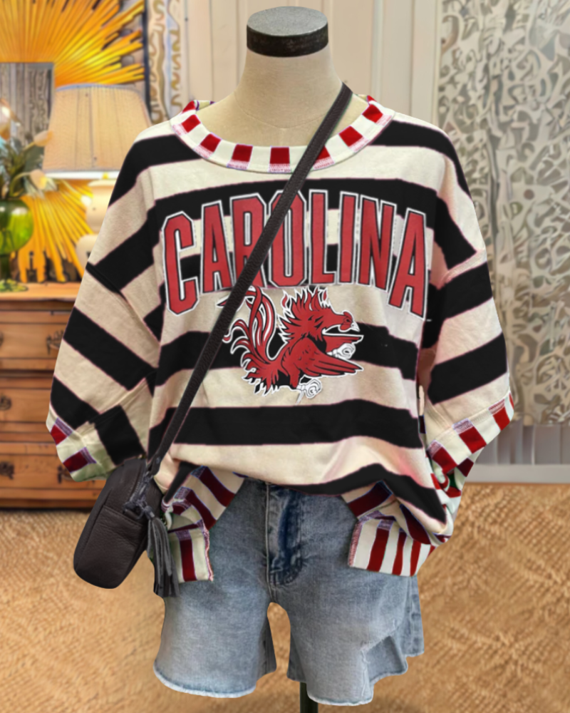 CAROLINA Embroidered Striped T-shirt