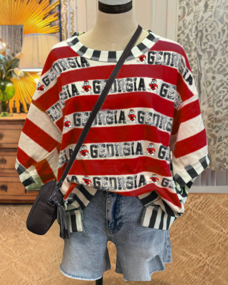 Georgia Mascot Colorblock Striped T-shirt