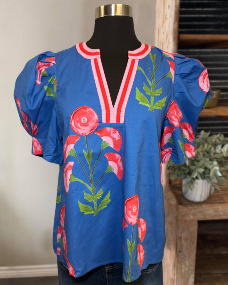 Victorian Poppy Puff Sleeve Blouse