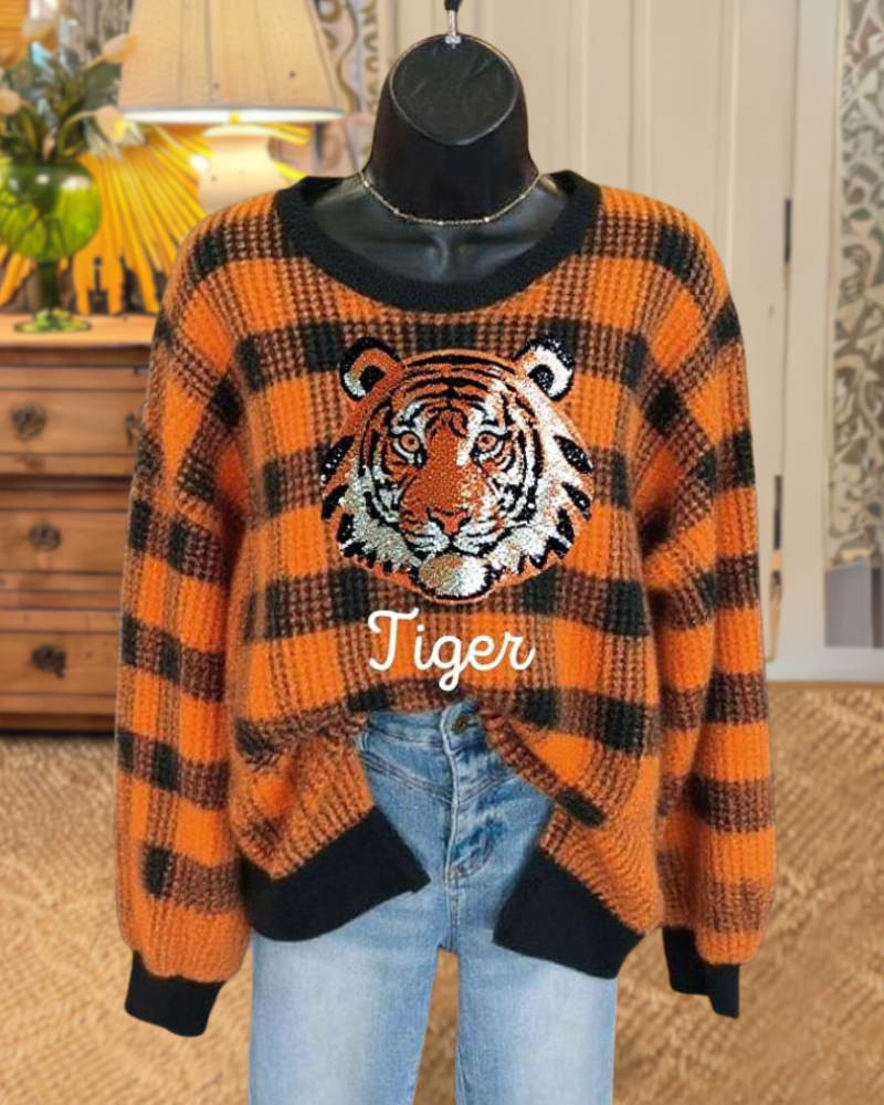 Sparkling Tiger Patterned Sweater