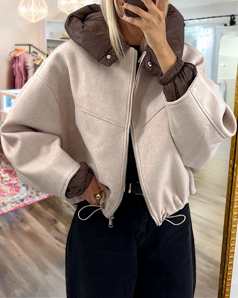 Stylish Zipper Woolen Jacket