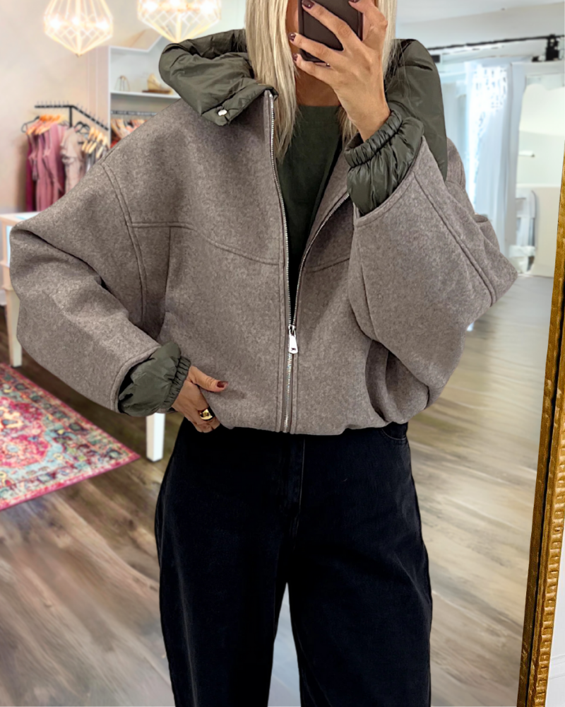 Stylish Zipper Woolen Jacket