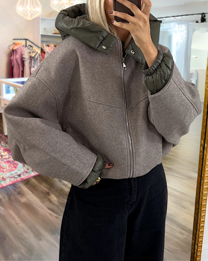 Stylish Zipper Woolen Jacket