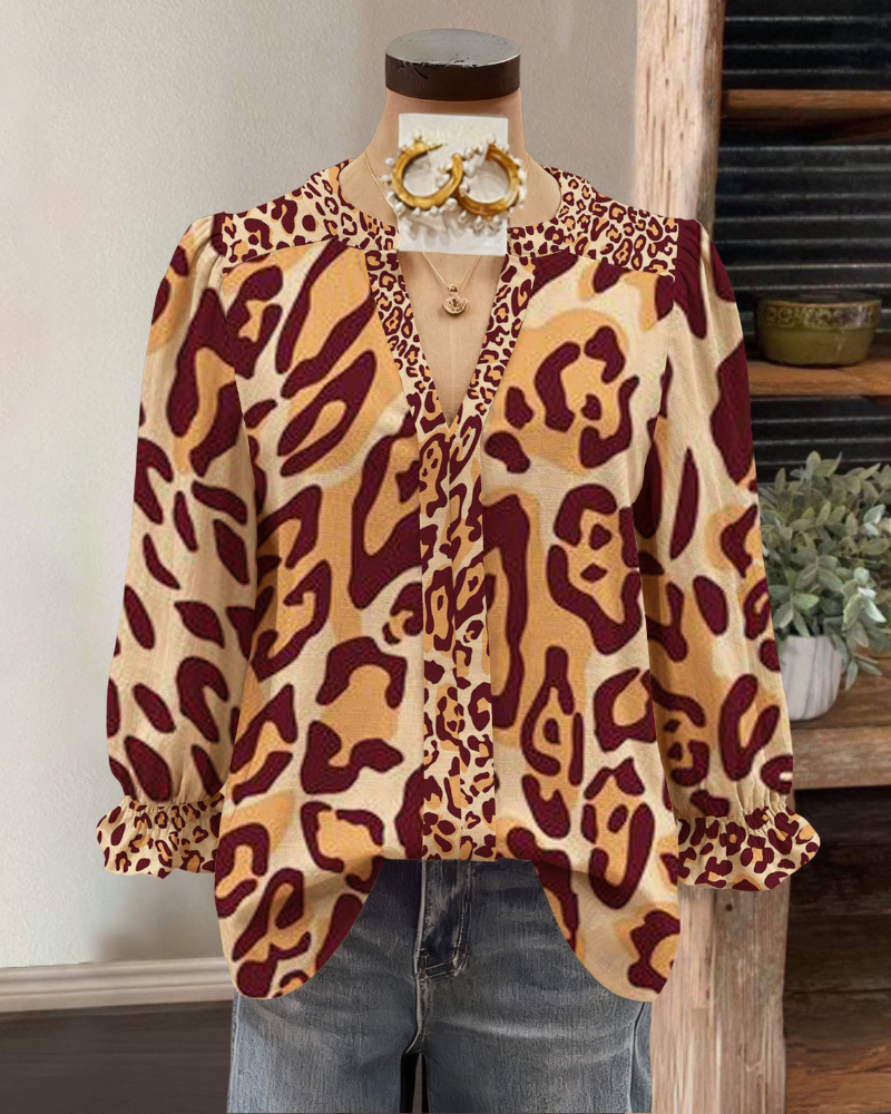 Unique Leopard V-Neck Top