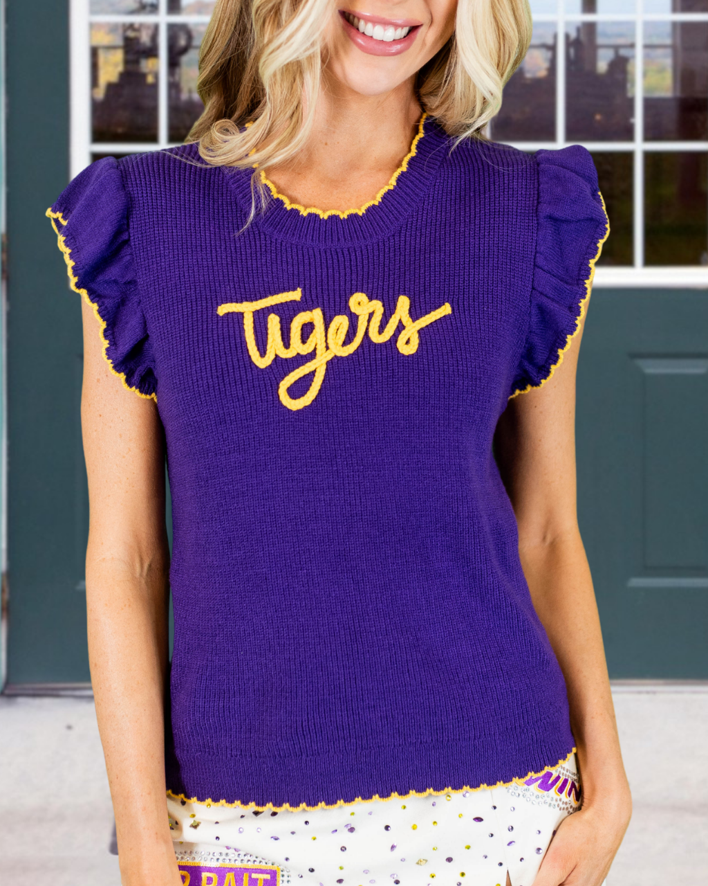 Tigers Embroidered Knit Top