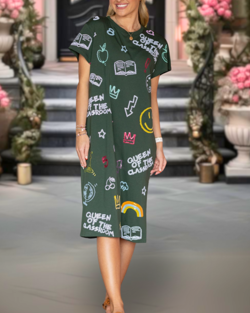 Classroom Mixed Print Dress