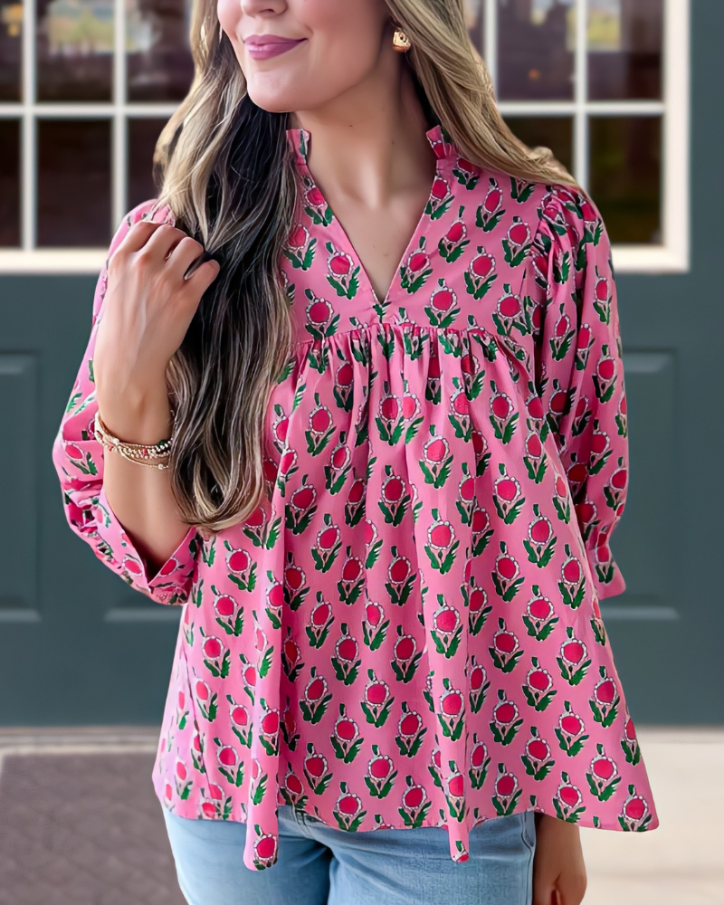 Romantic Floral Pink Top