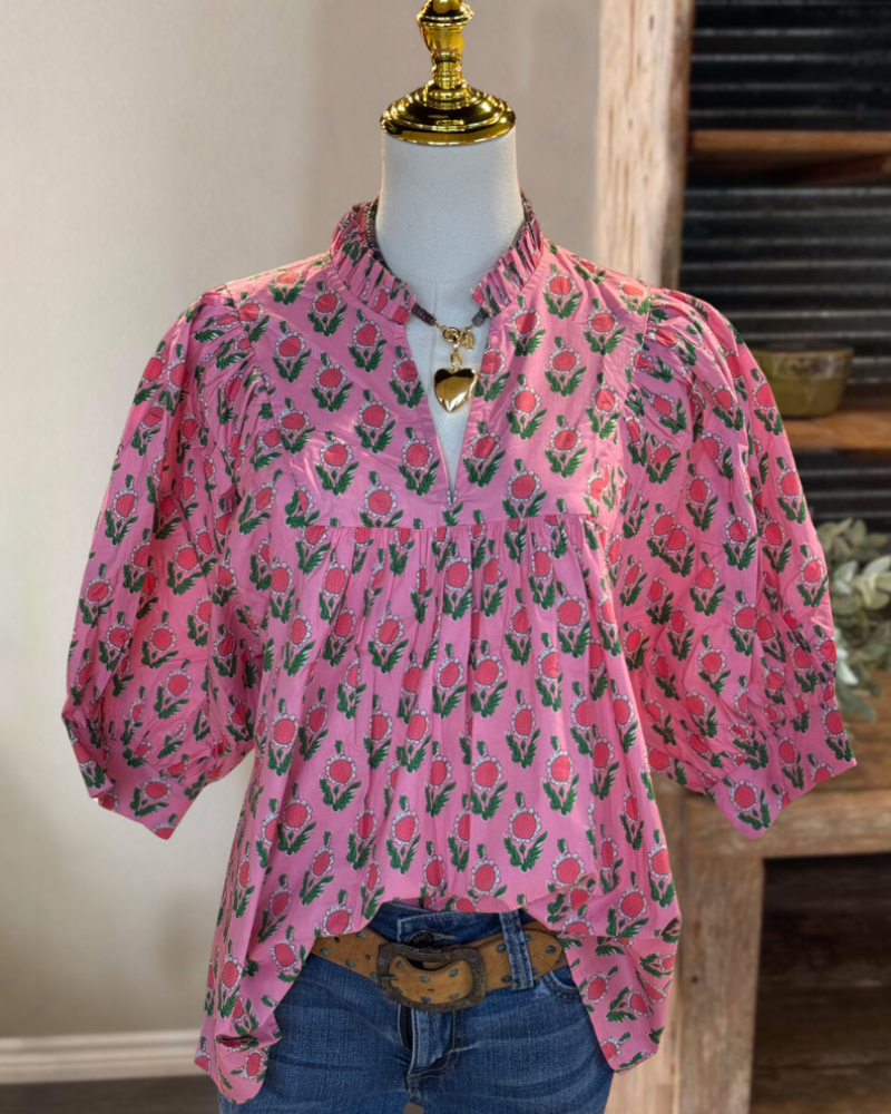 Romantic Floral Pink Top