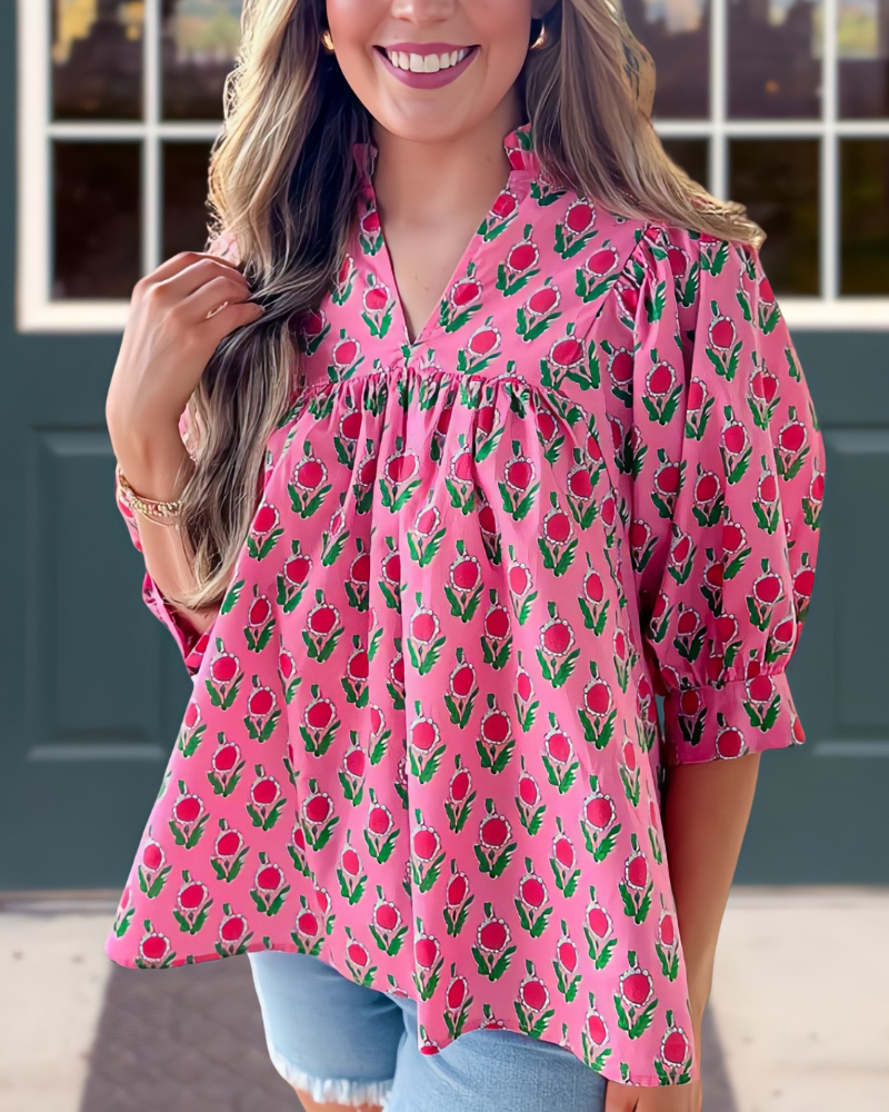 Romantic Floral Pink Top