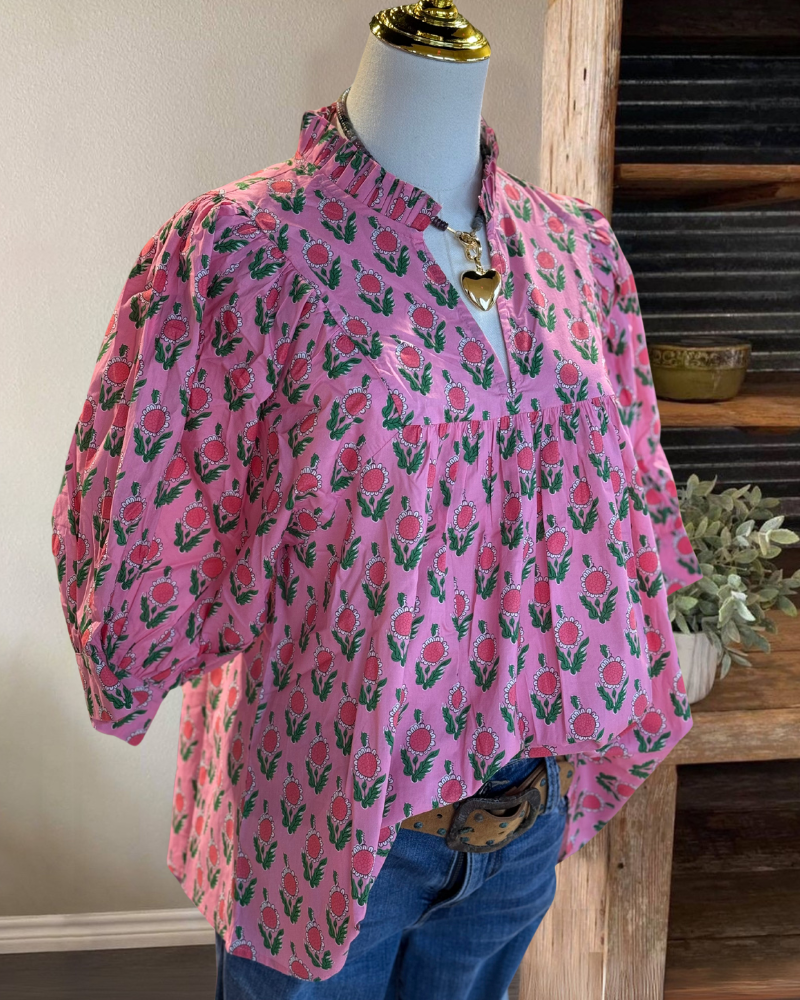 Romantic Floral Pink Top