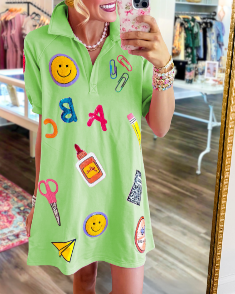 Playful School Mixed Pattern Dress