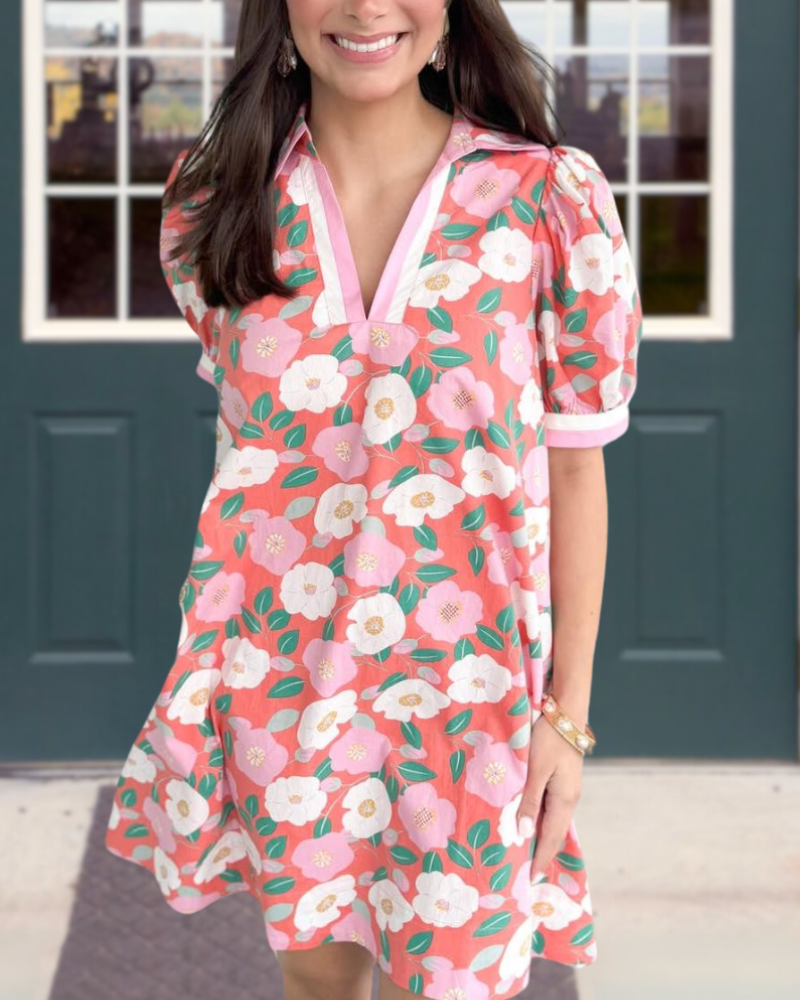 Floral Puff Sleeve Mini Dress