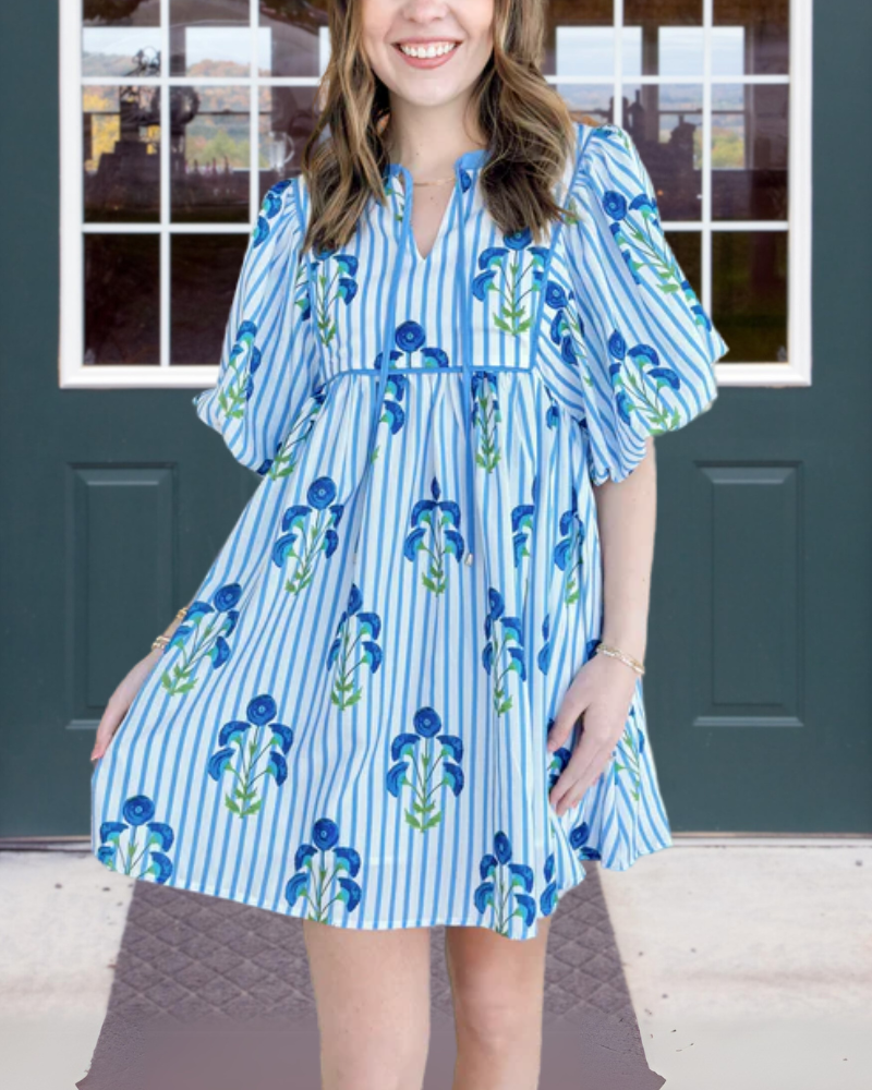 Fantasy Bloom Striped Dress