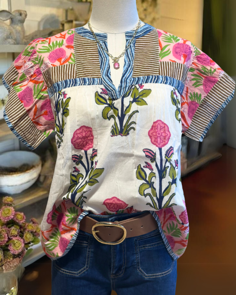 Chic Striped Floral Top