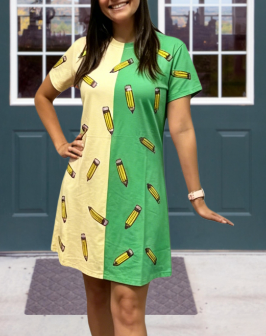 Pencil Sequin Contrast Dress