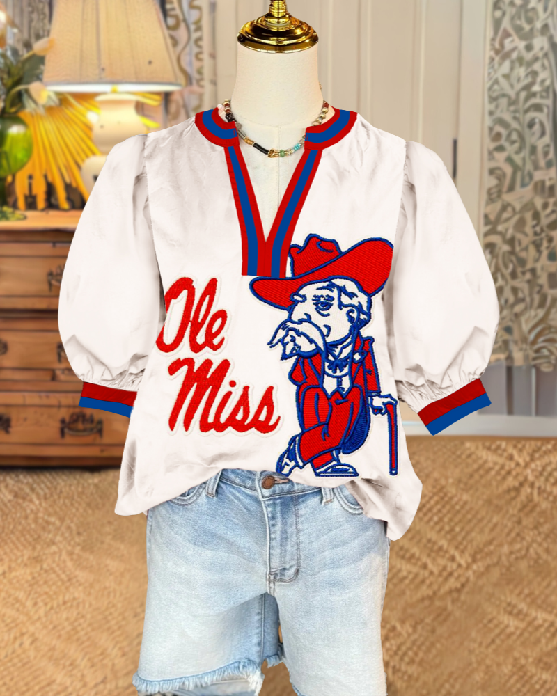 Ole Miss Colonel Reb Sequin Top