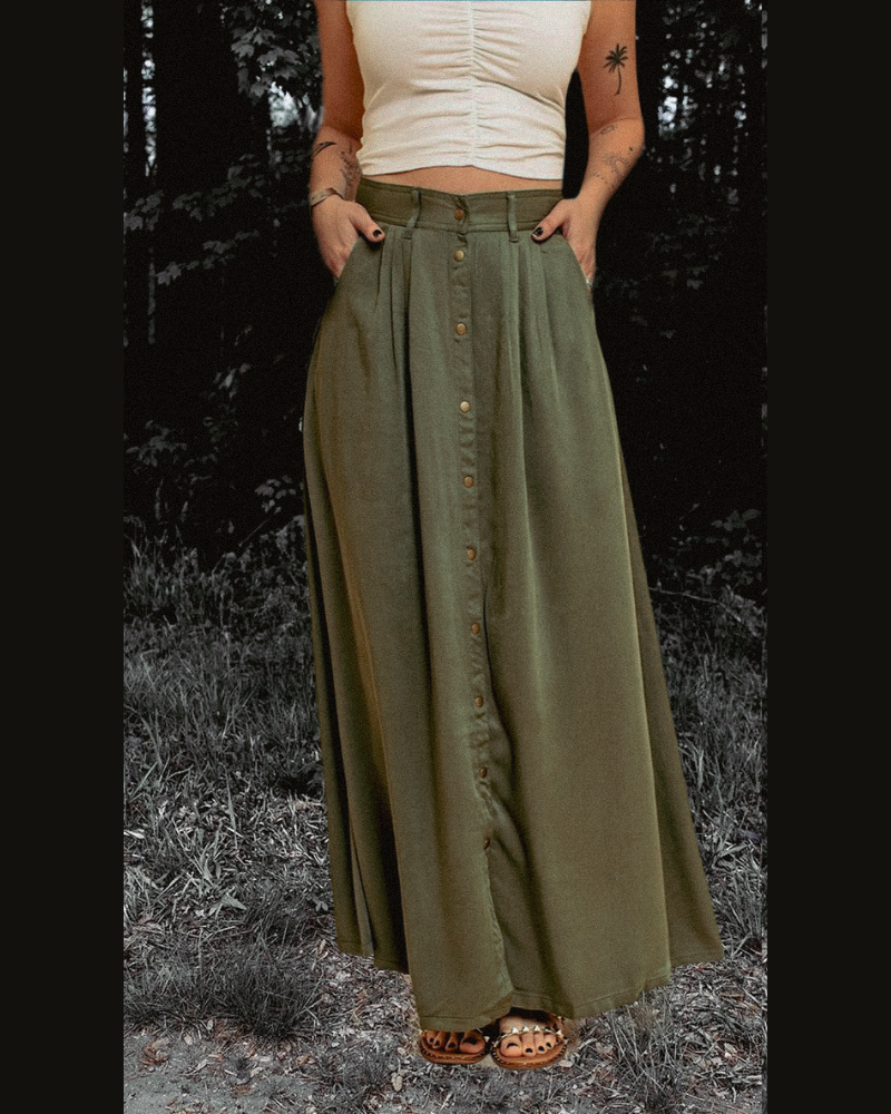 Pistola green maxi skirt clearance