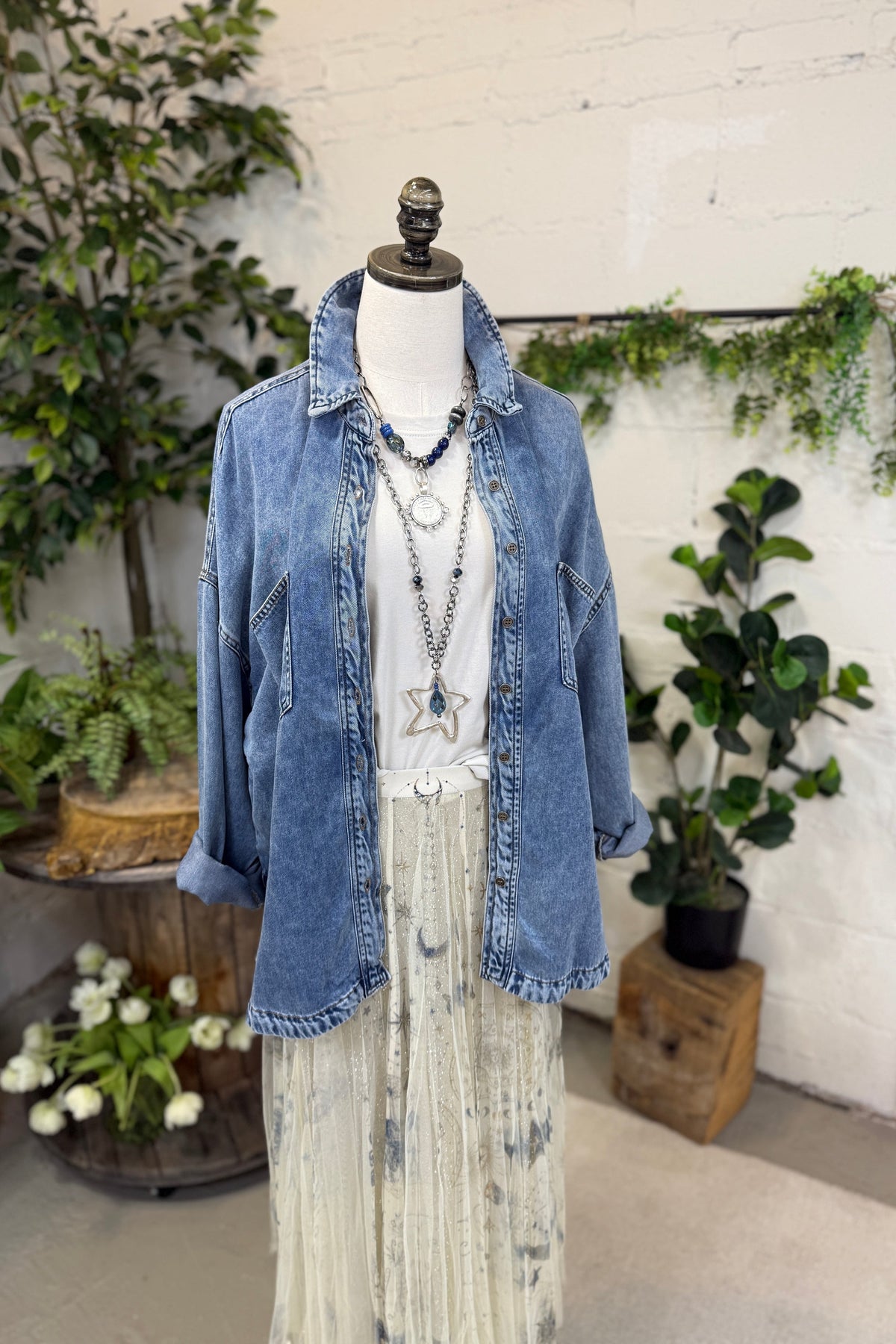 Casual Long Sleeved Denim Shirt