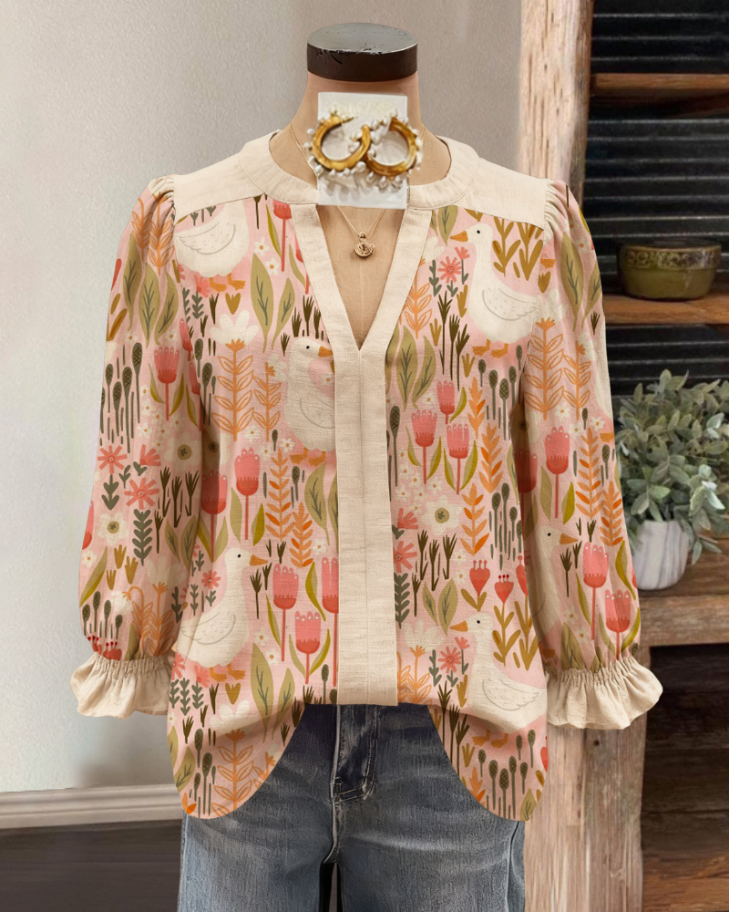 Chic Duck Floral V-Neck Top