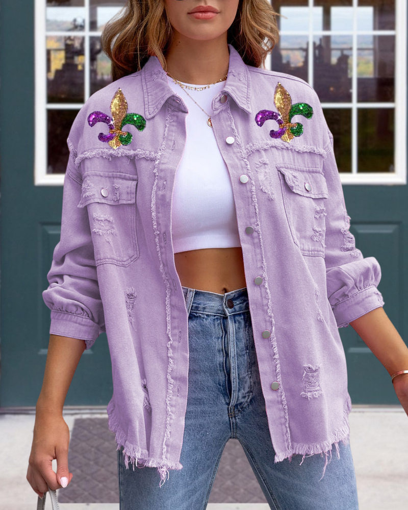 Carnival Iris Sequined Frayed Jacket