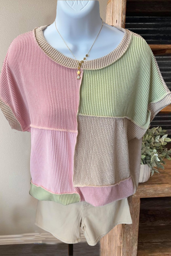 Colorblock Ribbed Top