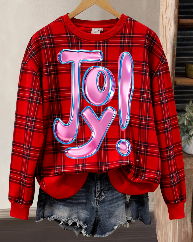 Joy Plaid Crewneck Sweatshirt