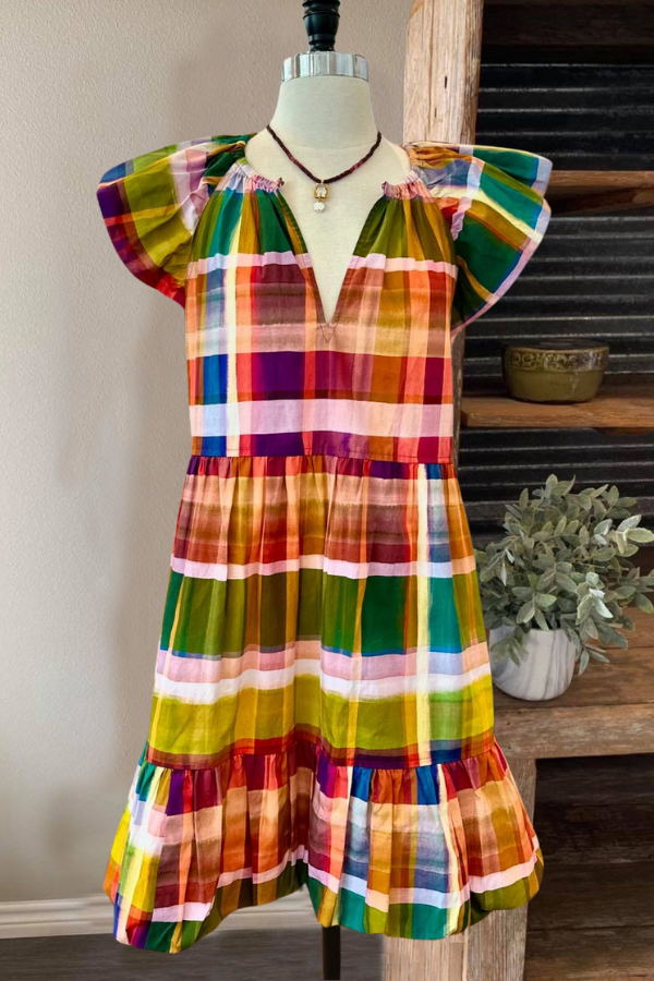 Playful Colorful Gradient Plaid Dress