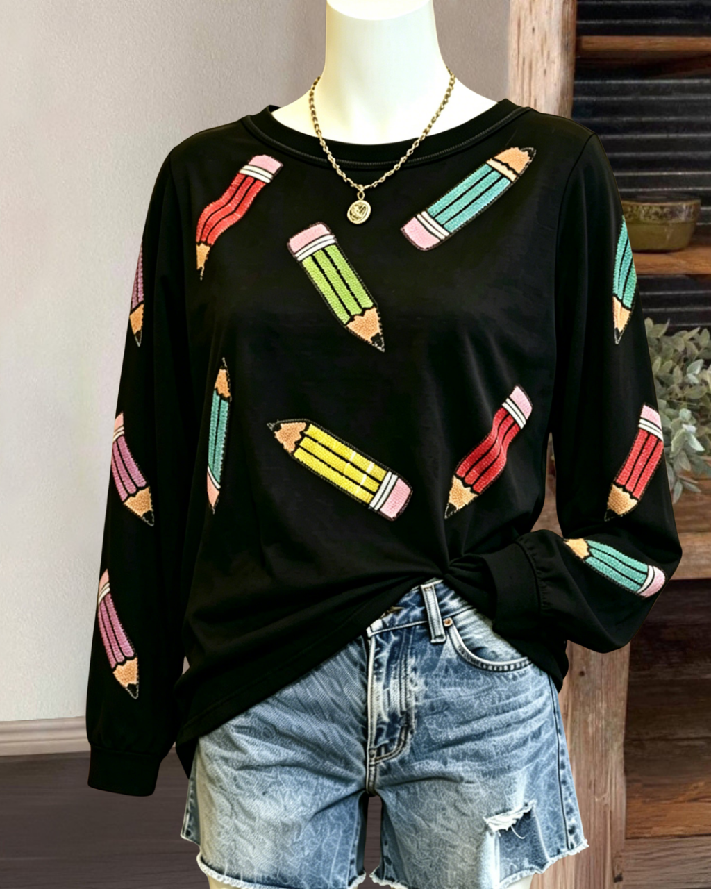 Scattered Pencil Sequin Top