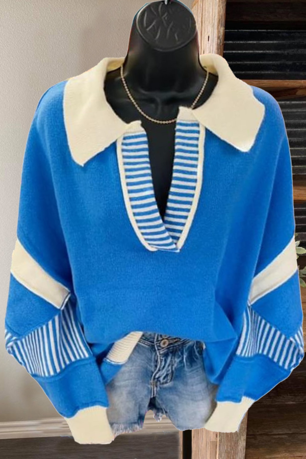 Patchwork Stylish Striped Sweatshirt