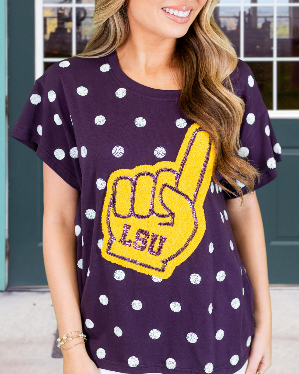 Foam Finger Polka-Dot Sequin Tee
