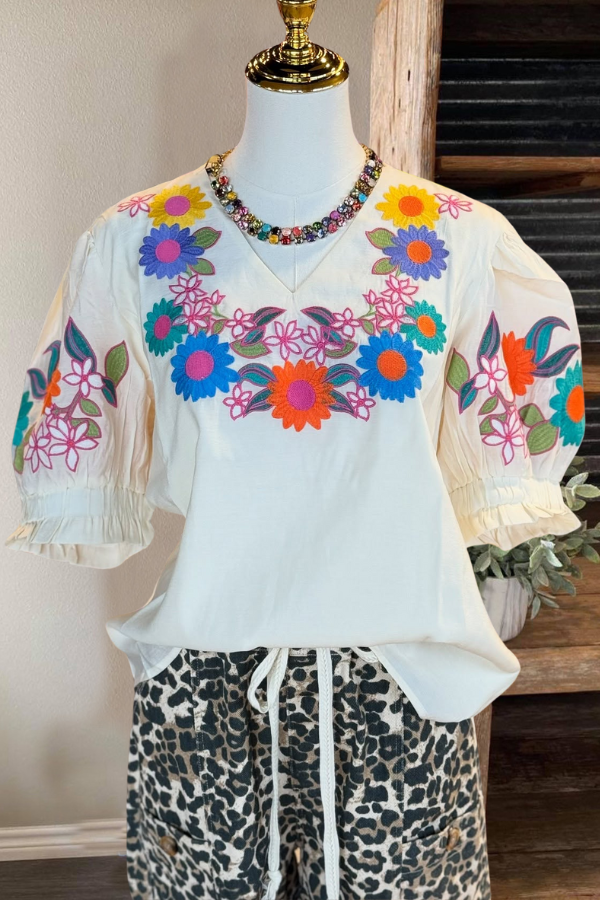 Blooming Floral Embroidered Top