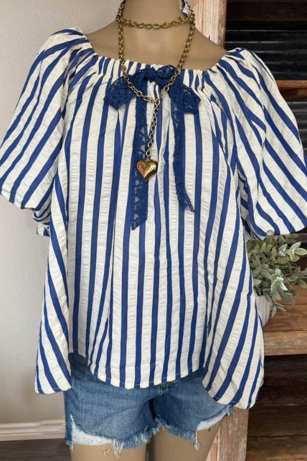 Nautical Pleated Stripe Top