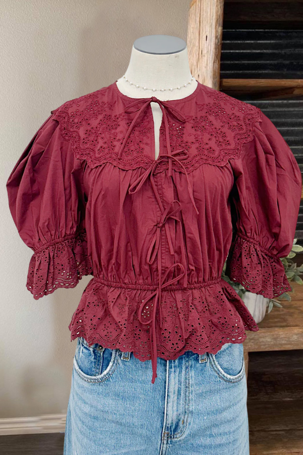 Ruffled Cutout Tie Top