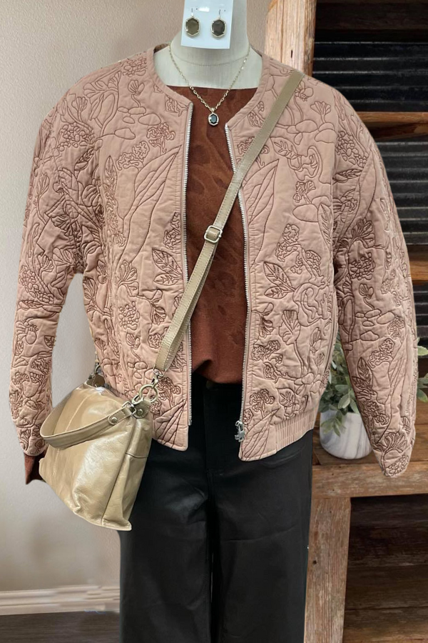 Floral Embroidered Pilot Jacket