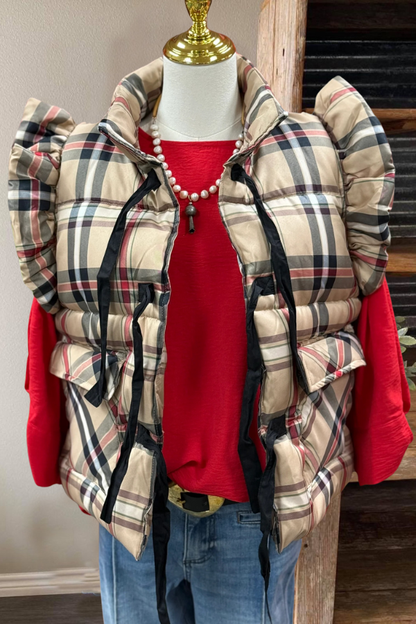 Classic Plaid Ruffle Vest