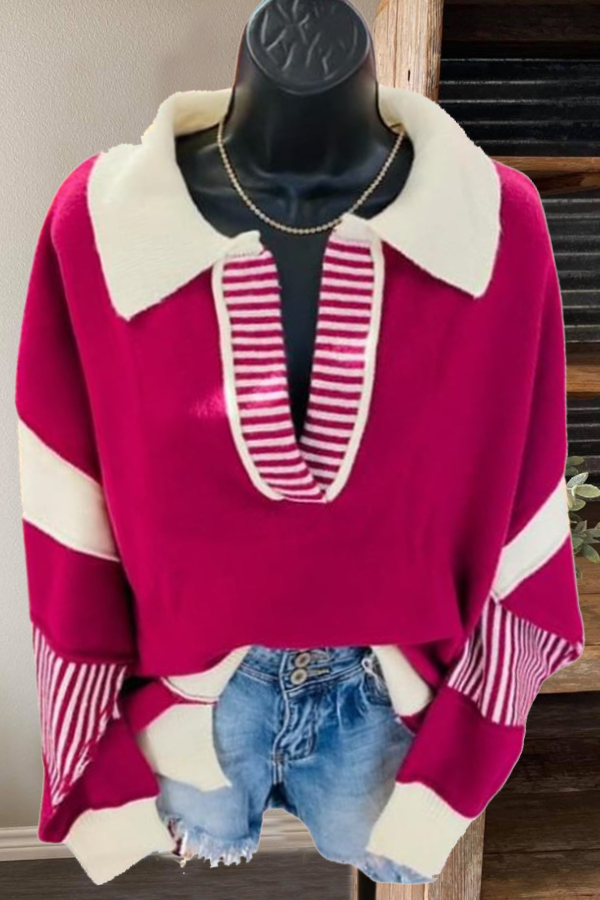 Patchwork Stylish Striped Sweatshirt