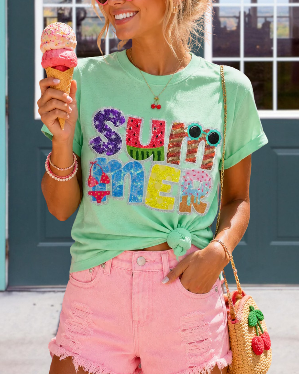 Summer Theme Sequined Tee