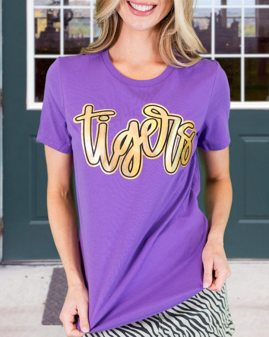 "Tigers" Print Crewneck T-Shirt
