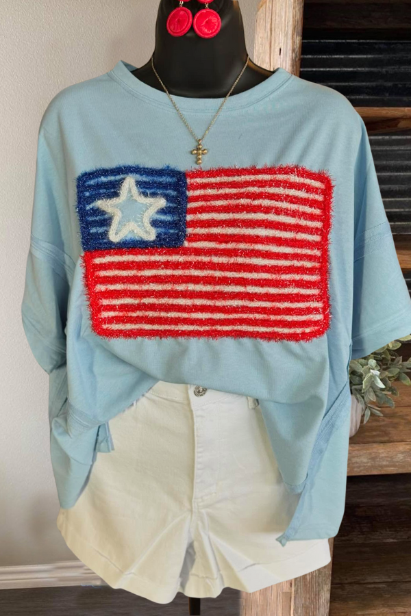 Flag Patch Crew Neck T-Shirt