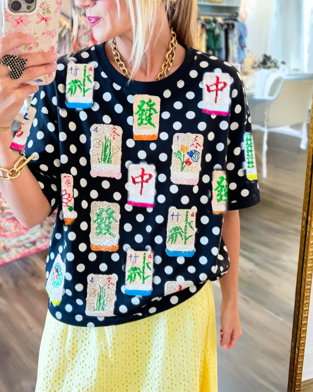 Mahjong Sequin Polka-dot Tee